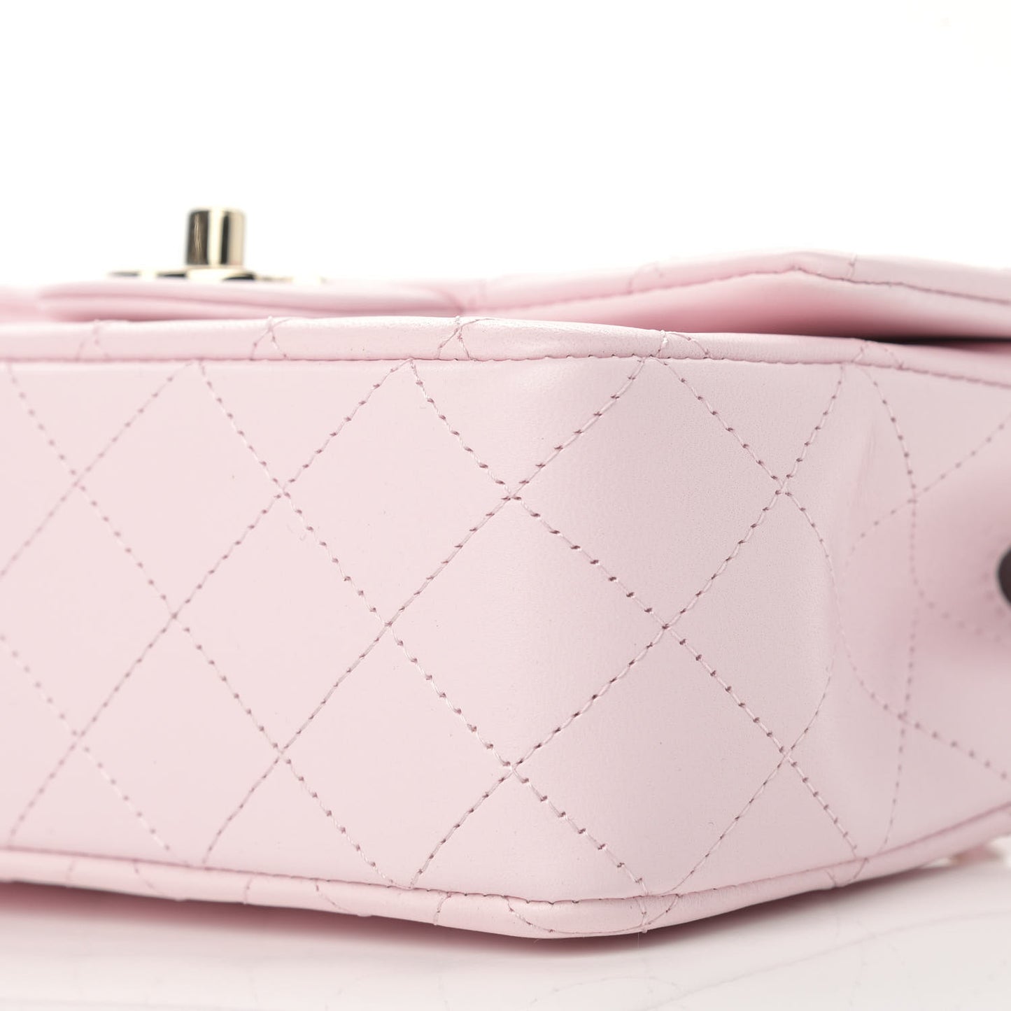 Lambskin Quilted Mini Top Handle Rectangular Flap Light Pink