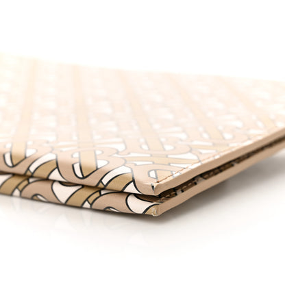 Burberry Calfskin Monogram Panola Zip Pouch Beige 10 of 10