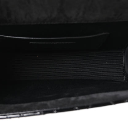 Saint Laurent Patent Mixed Matelasse Triquilt Small Monogram Satchel Black 5 of 11