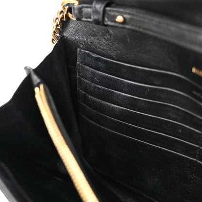 Saint Laurent Lambskin Carre Quilted Cassandre Chain Wallet Black 15 of 23