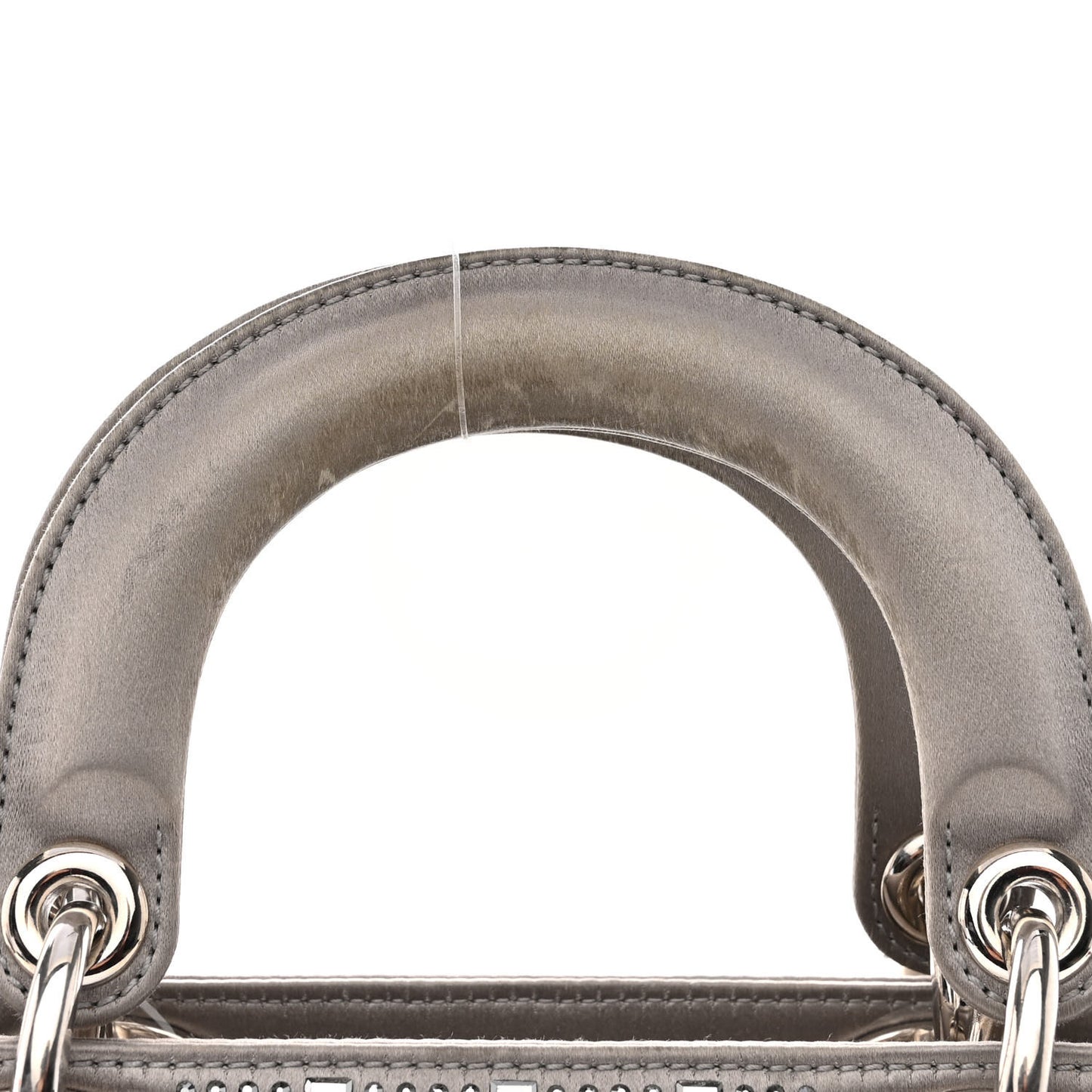Satin Crystal Cannage Mini Lady Dior Gray