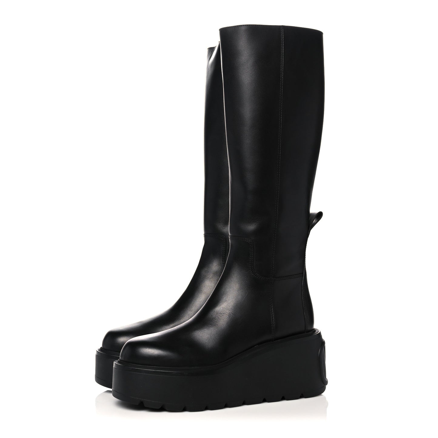 Calfskin VLOGO Uniqueform 55/85mm Flatform Knee High Boots 41 Black
