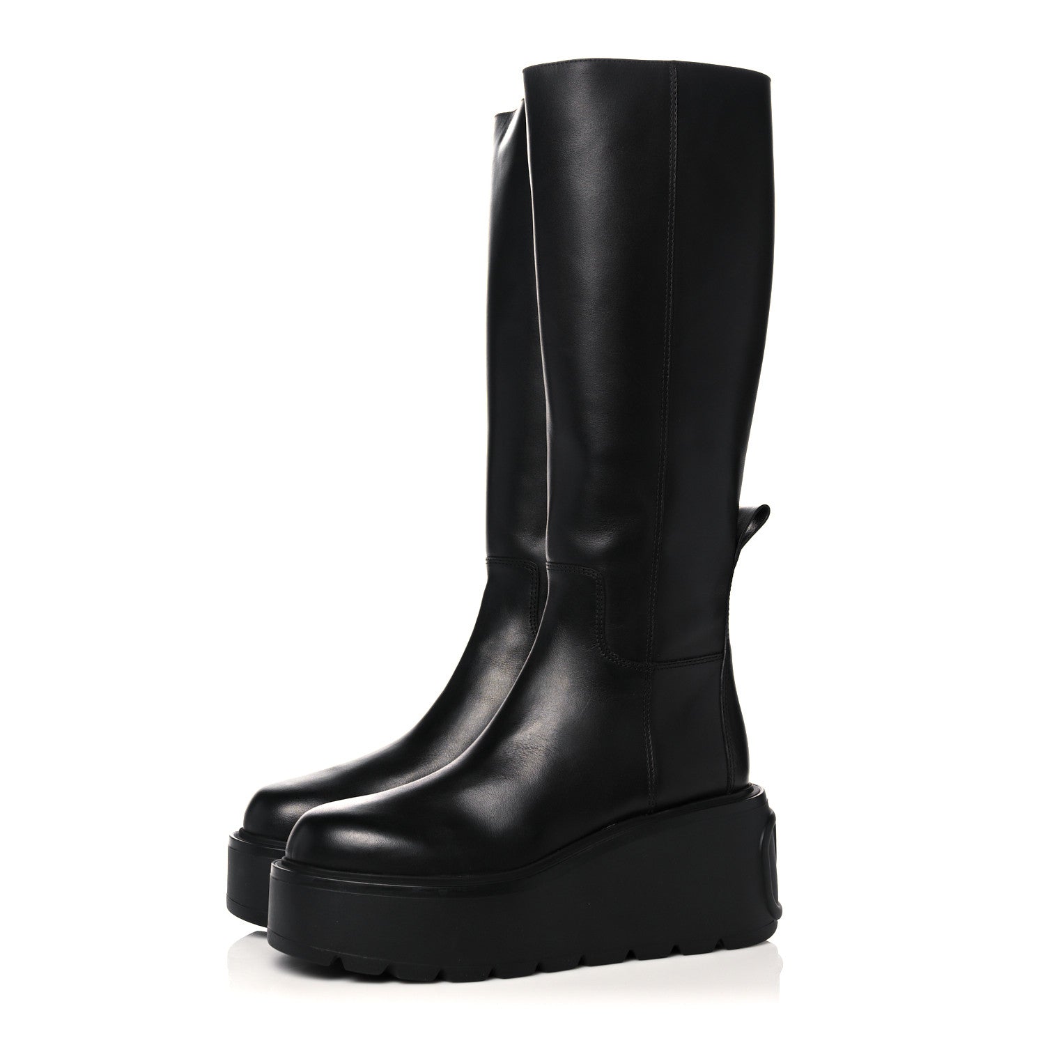 Valentino Garavani Calfskin VLOGO Uniqueform 55/85mm Flatform Knee High Boots 41 Black 3 of 10
