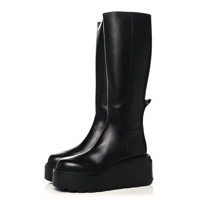 Valentino Garavani Calfskin VLOGO Uniqueform 55/85mm Flatform Knee High Boots 41 Black 3 of 10