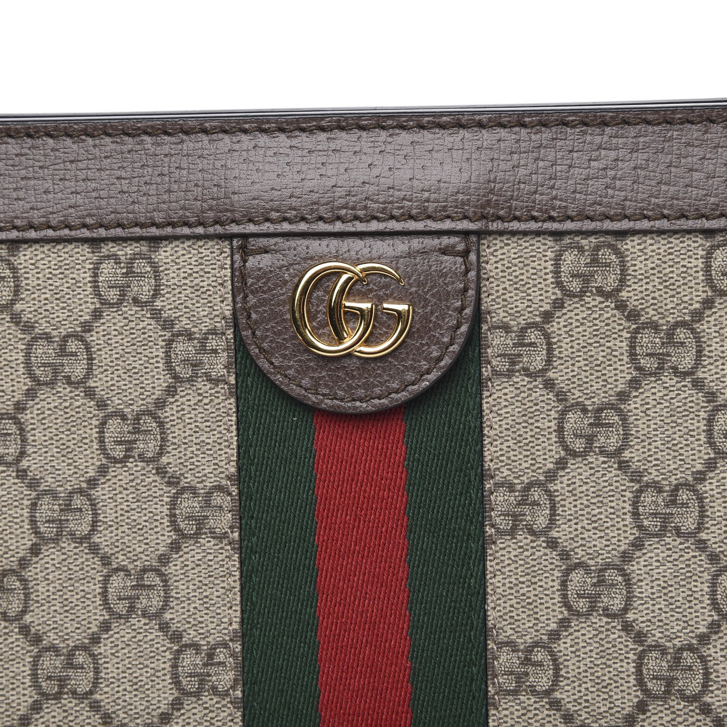 GG Supreme Monogram Web Medium Ophidia Chain Shoulder Bag Brown