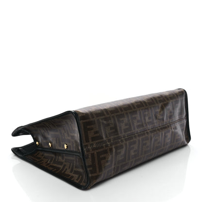 Fendi Glazed Fabric Vitello Century FF 1974 Stamp Patch Medium Peekaboo Defender Cover Mogano Panna Black 4 of 10