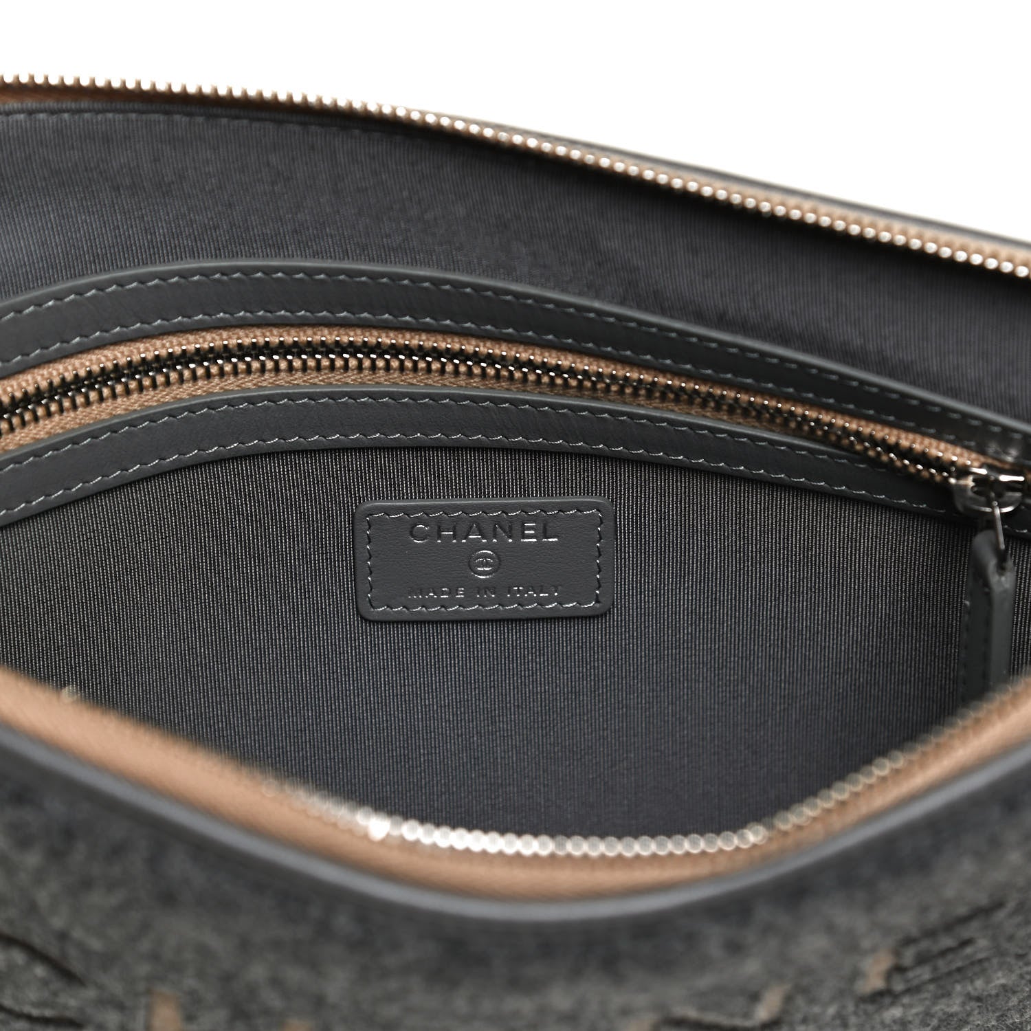 Chanel Wool Medium Deauville Cosmetic Pouch Grey 6 of 10