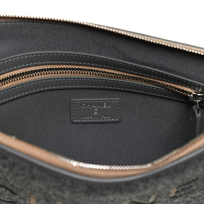 Chanel Wool Medium Deauville Cosmetic Pouch Grey 6 of 10