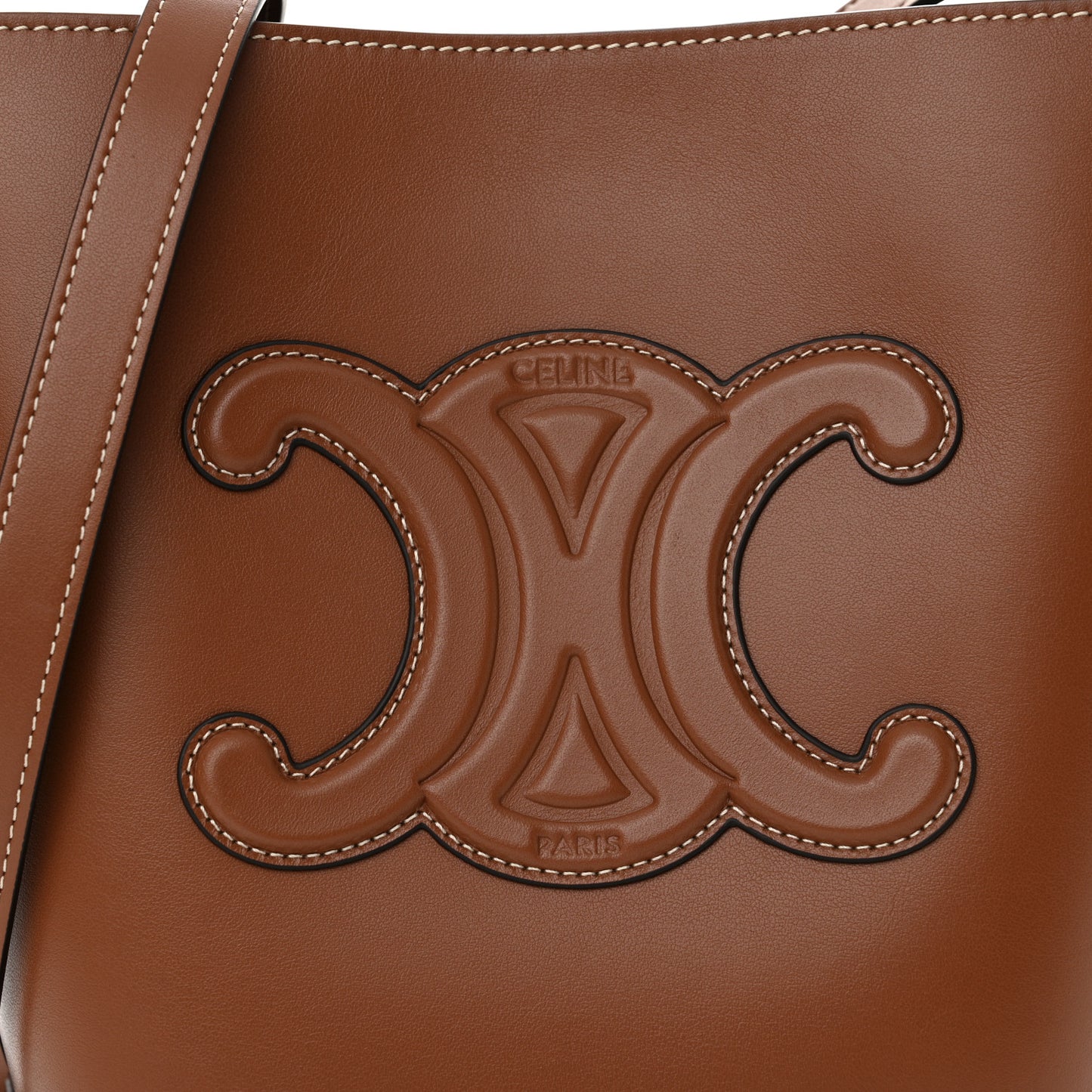 Smooth Calfskin Small Cuir Triomphe Bucket Bag Tan