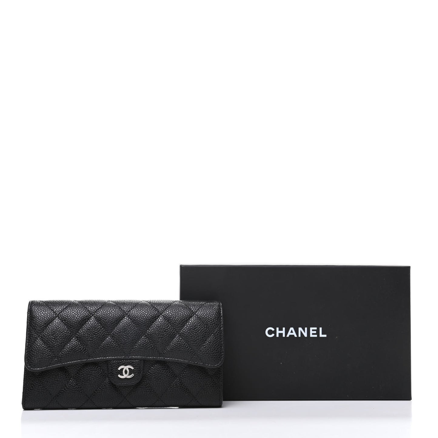 Caviar Quilted Large Flap Wallet Black