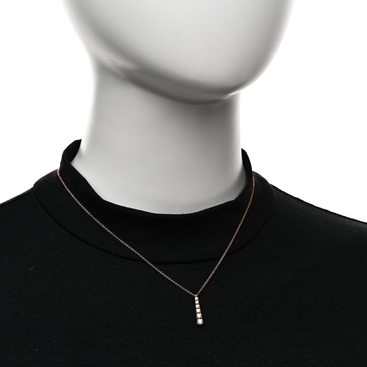 Tiffany 18K Rose Gold Diamond Graduated Drop Pendant Necklace 2 of 7
