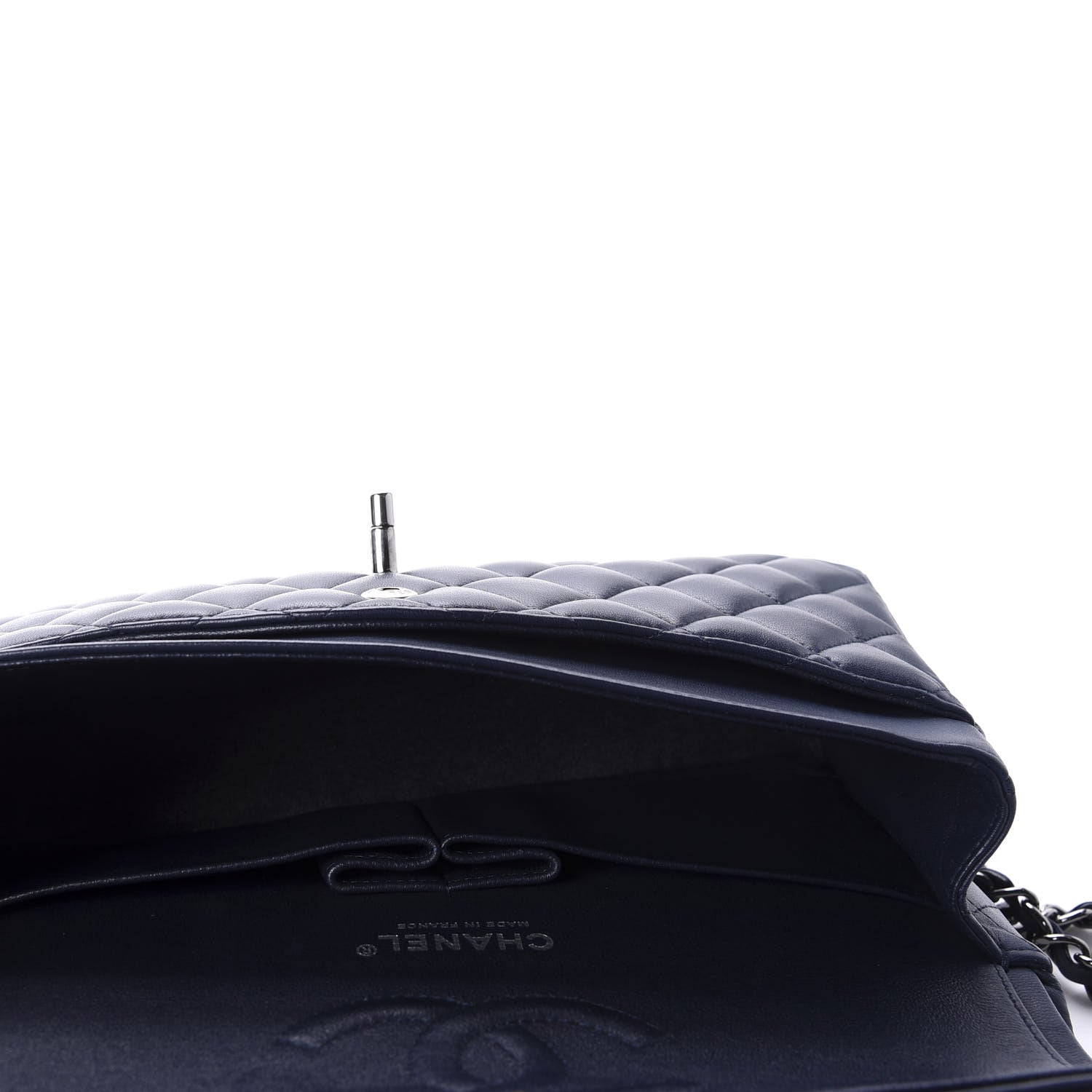 Chanel Lambskin Quilted Medium Double Flap Dark Blue 6 of 12