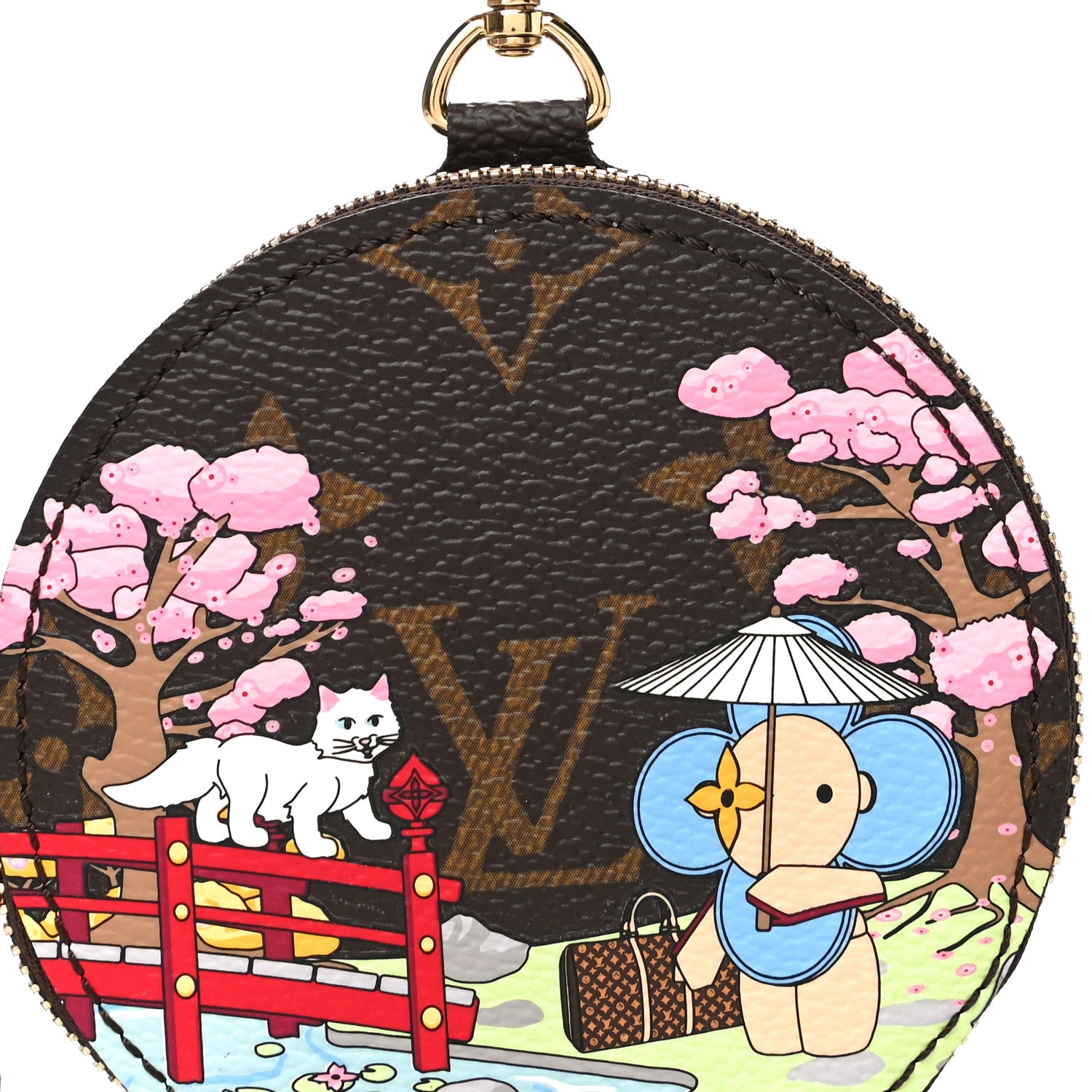 Louis Vuitton Monogram 2021 Christmas Animation Japanese Garden Round Coin Purse Wisteria Pink 7 of 10