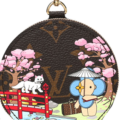 Louis Vuitton Monogram 2021 Christmas Animation Japanese Garden Round Coin Purse Wisteria Pink 7 of 10