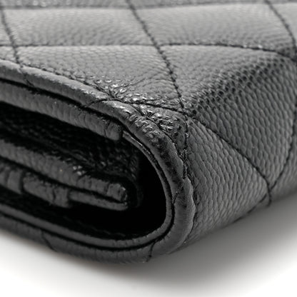 Chanel Caviar Quilted Crystal CC Large Gusset Flap Wallet Black 9 of 10