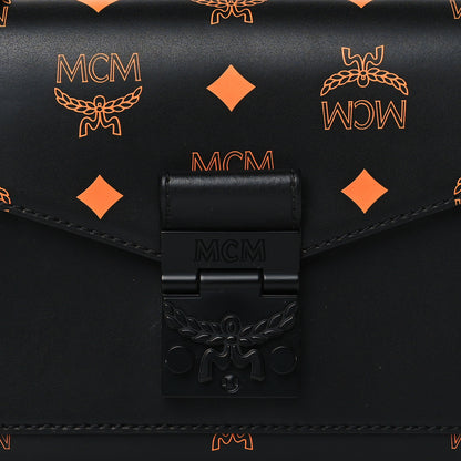 MCM Calfskin Color Splash Logo Crossbody Small Black Orange 7 of 10