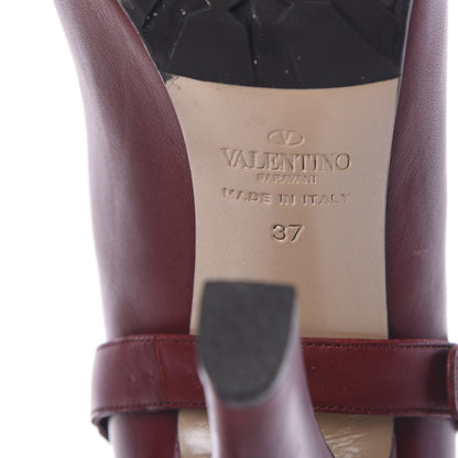 Valentino Garavani Calfskin Rockstud Tall Boots 37 Dark Red 6 of 8