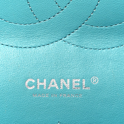 Chanel Lambskin Quilted Tri-Color Jumbo Double Flap Navy Blue Green 7 of 13