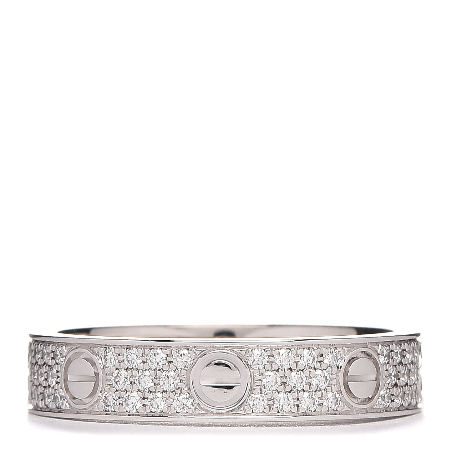 18K White Gold Diamond 4mm LOVE Wedding Paved Band Ring 52 6