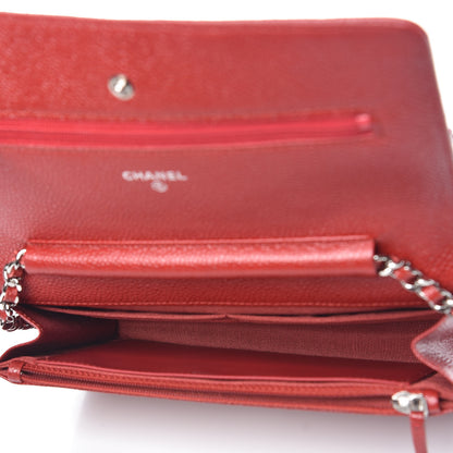 Chanel Caviar Quilted Wallet on Chain WOC Red 5 of 12