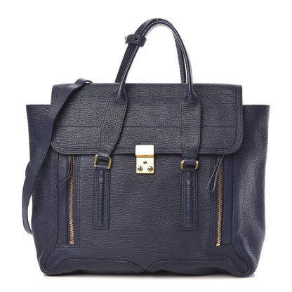 3.1 Phillip Lim 3.1 Textured Calfskin Large Pashli Satchel Ink 1 of 15
