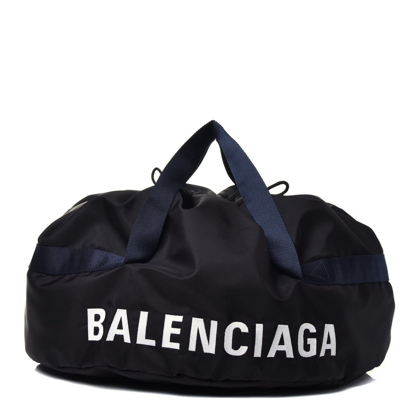Textured Sport Nylon Logo Embroidered S Wheel Gym Bag Black Bleu Navy