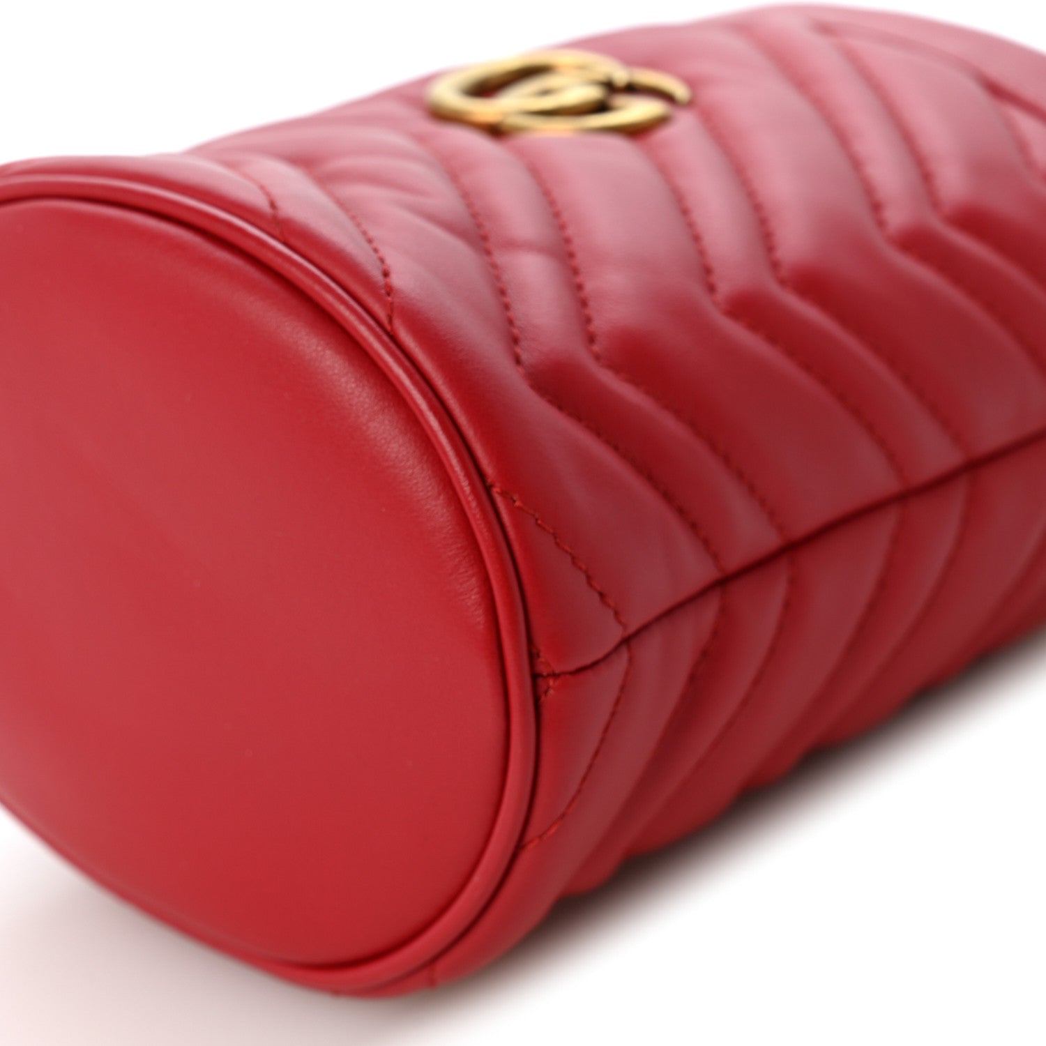 Gucci Calfskin Matelasse Mini GG Marmont 2.0 Bucket Bag Hibiscus Red 8 of 8