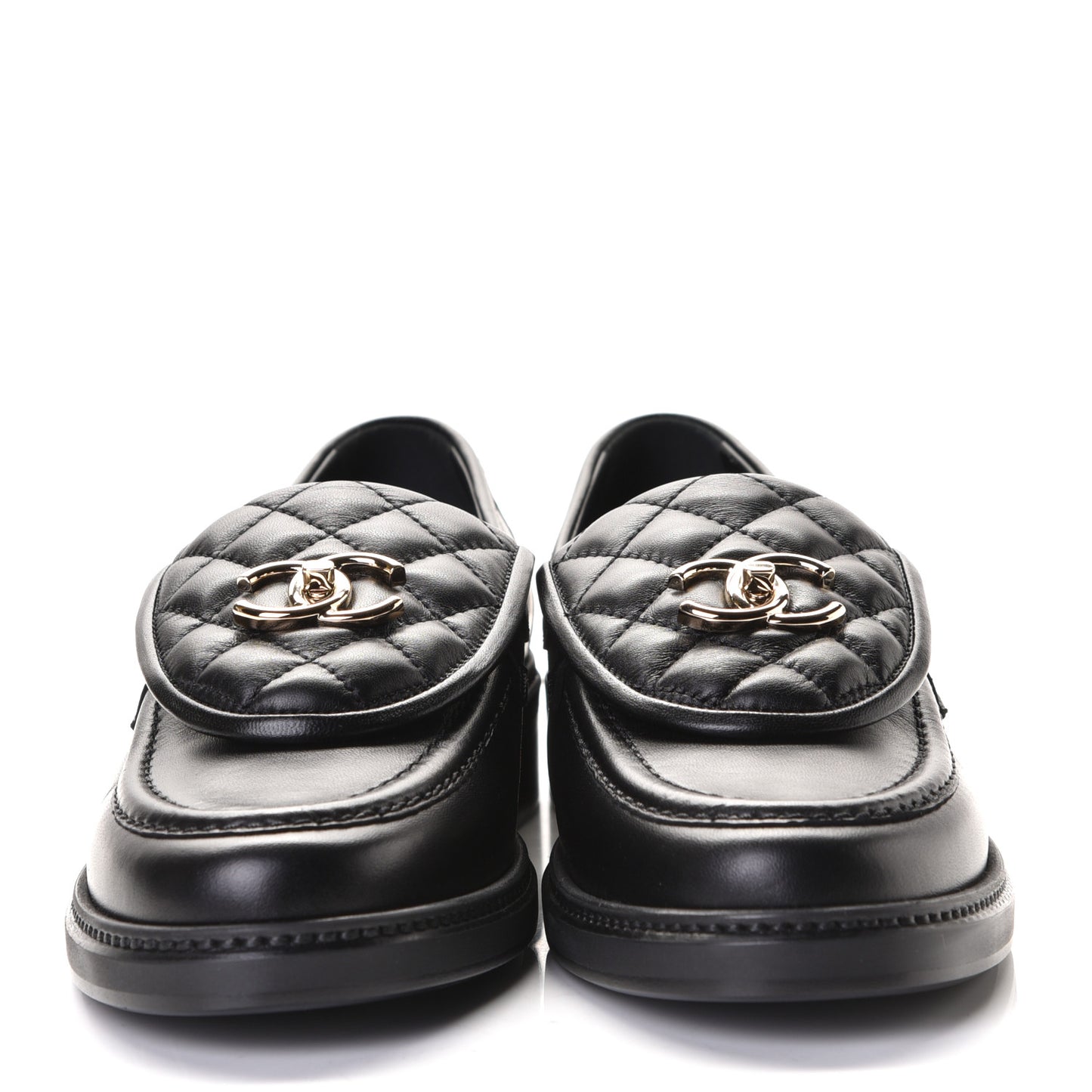 Lambskin Quilted CC Turnlock Loafers 40.5 Black