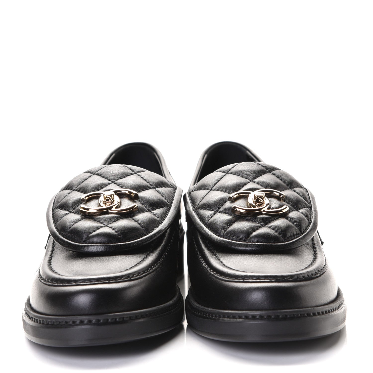Chanel Lambskin Quilted CC Turnlock Loafers 40.5 Black 2 of 8