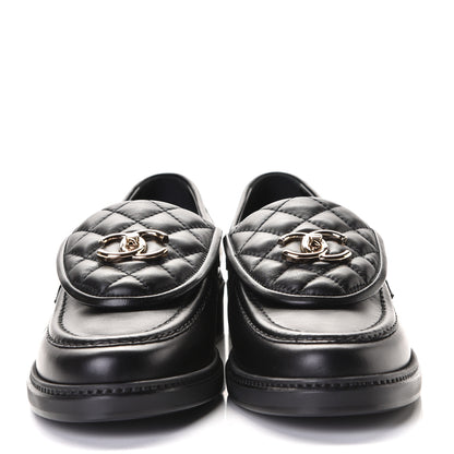 Chanel Lambskin Quilted CC Turnlock Loafers 40.5 Black 2 of 8