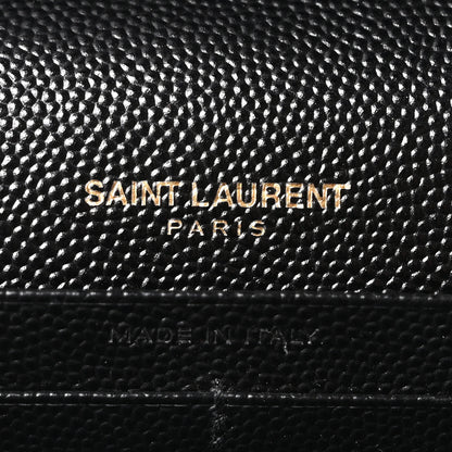 Saint Laurent Grain De Poudre Matelasse Chevron Monogram Chain Wallet Black 5 of 8