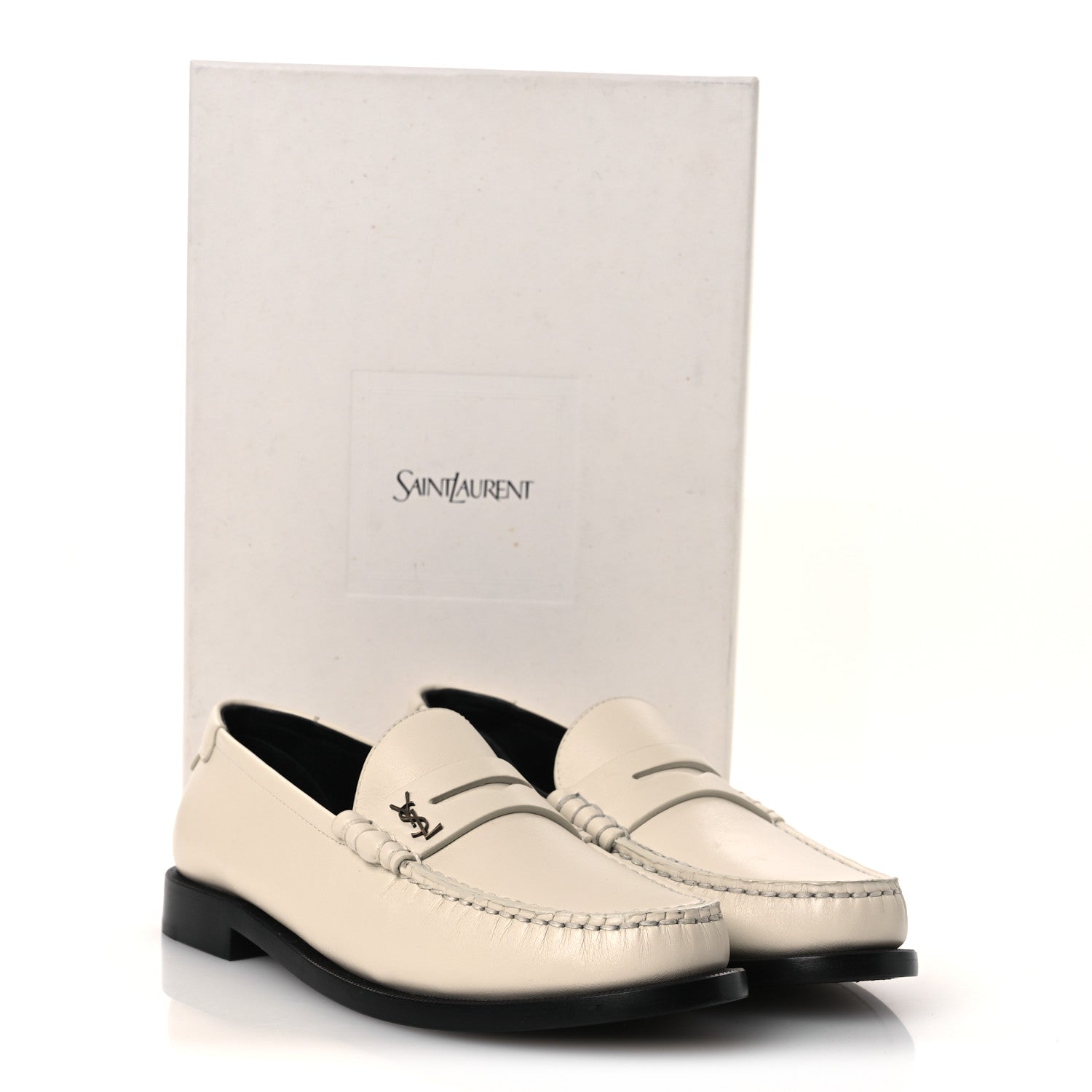 Saint Laurent Belfagor Vitello Le Loafer 15 Moccasin 37 Gold Officier Pearl 11 of 11