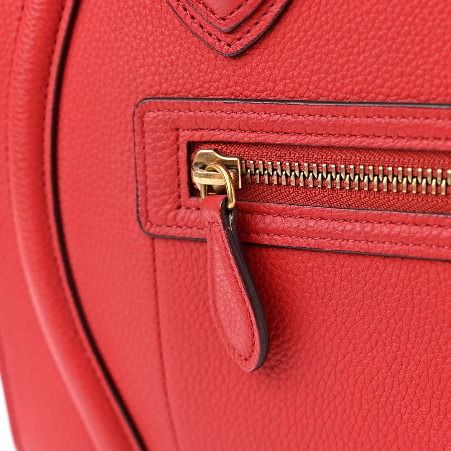 Drummed Calfskin Micro Luggage Red