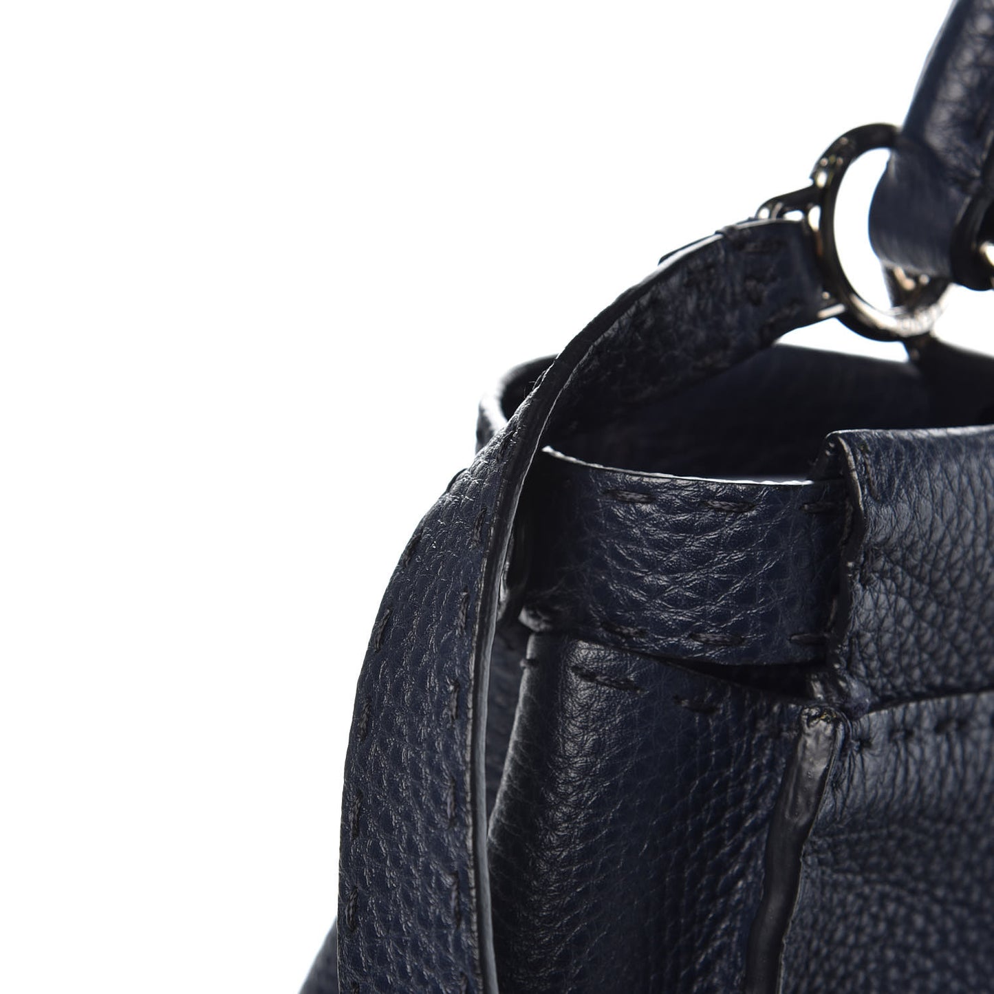 Cuoio Romano Selleria Medium Peekaboo Iconic Satchel Blue Notte