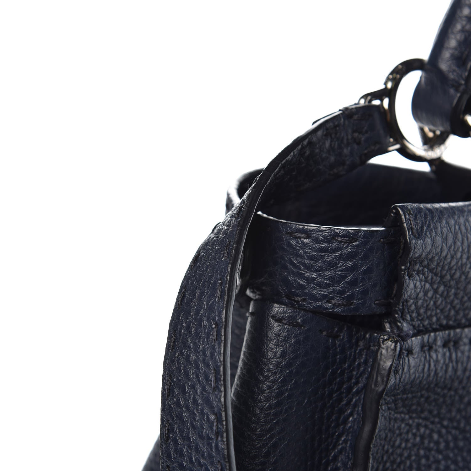 Fendi Cuoio Romano Selleria Medium Peekaboo Iconic Satchel Blue Notte 11 of 11