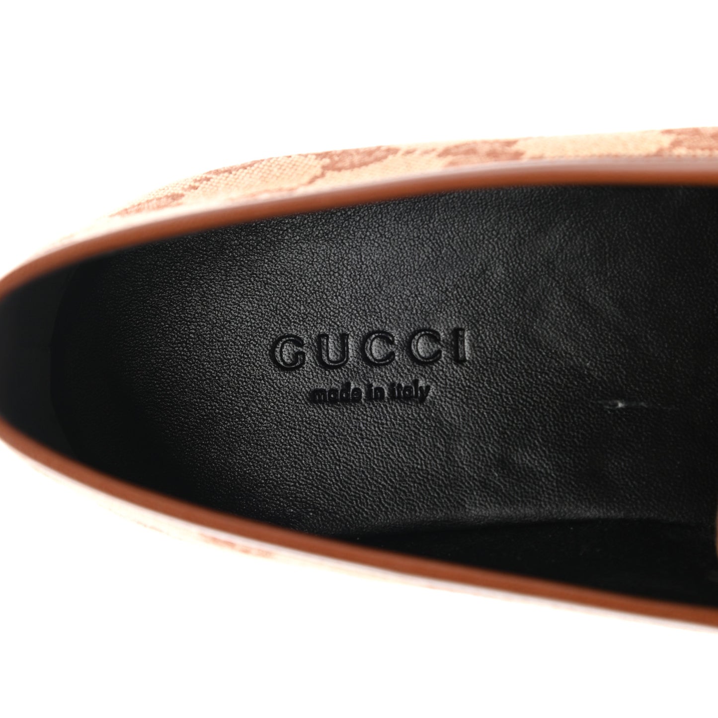 Canvas GG Monogram Horsebit Womens Jordaan Loafers 37 Beige Ruggine Rust