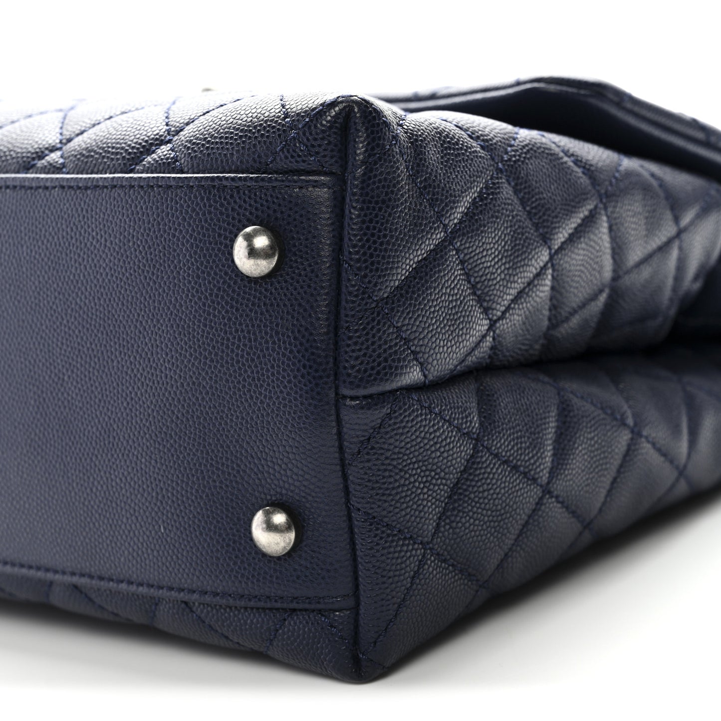 Caviar Lizard Quilted Medium Coco Handle Flap Navy