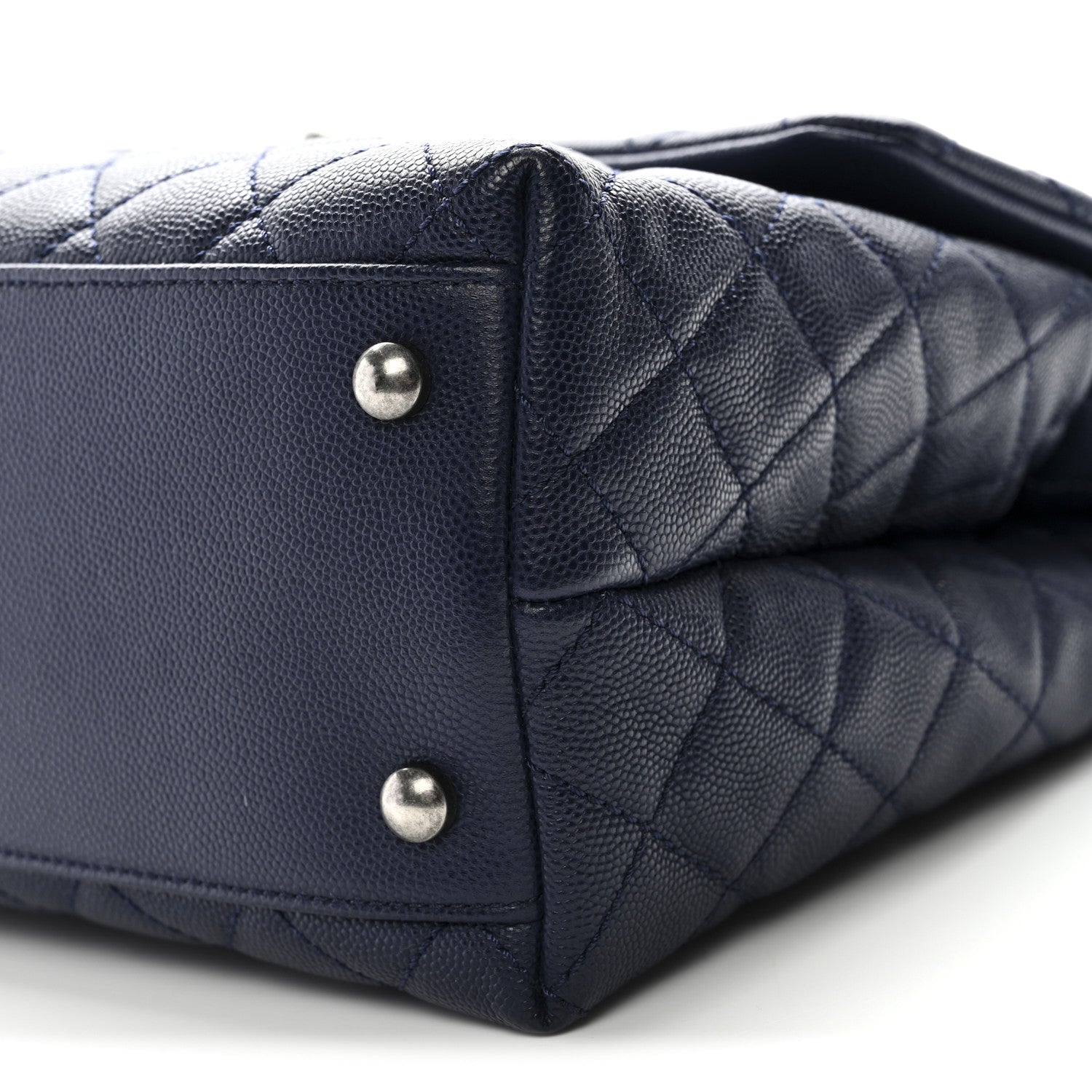 Chanel Caviar Lizard Quilted Medium Coco Handle Flap Navy 9 of 10