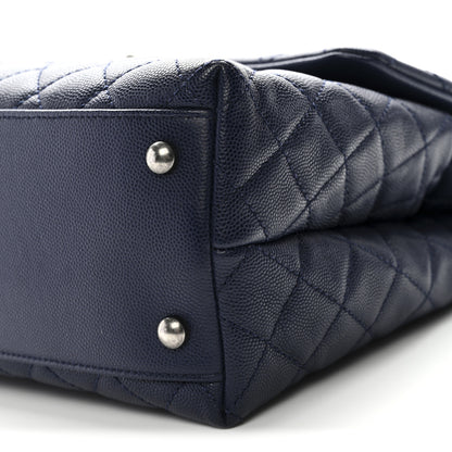 Chanel Caviar Lizard Quilted Medium Coco Handle Flap Navy 9 of 10