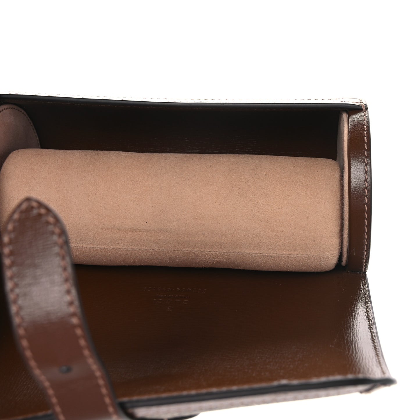 GG Supreme Monogram Calfskin Watch Travel Case Beige Ebony Brown Sugar