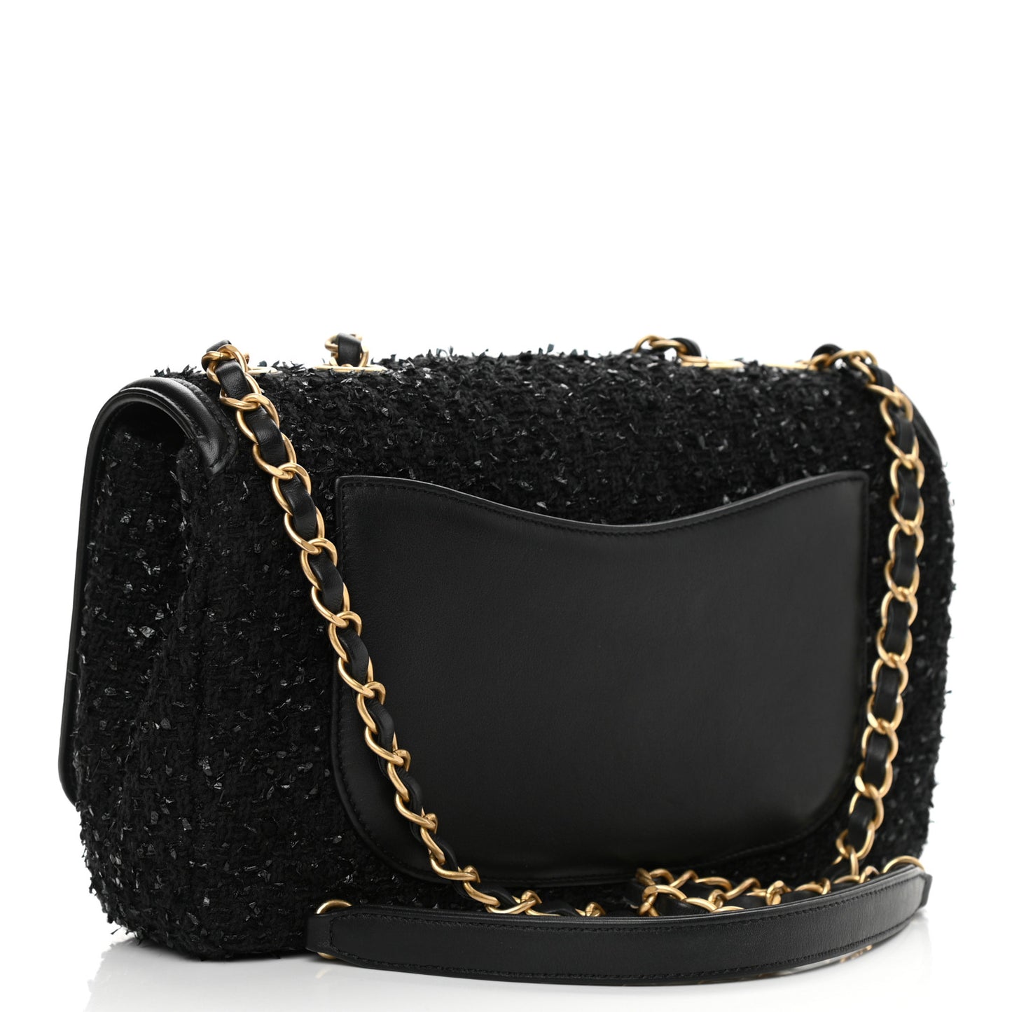Tweed Calfskin Quilted Medium CC Filigree Flap Black
