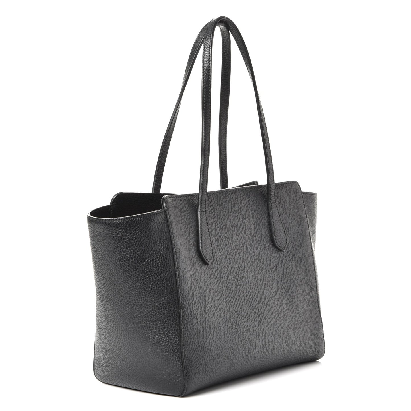 Pebbled Calfskin Small Swing Tote Black
