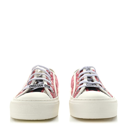 Christian Dior Denim Brocart Embroidered Walk'N'Dior Low Top Sneakers 37 Cherry 2 of 13