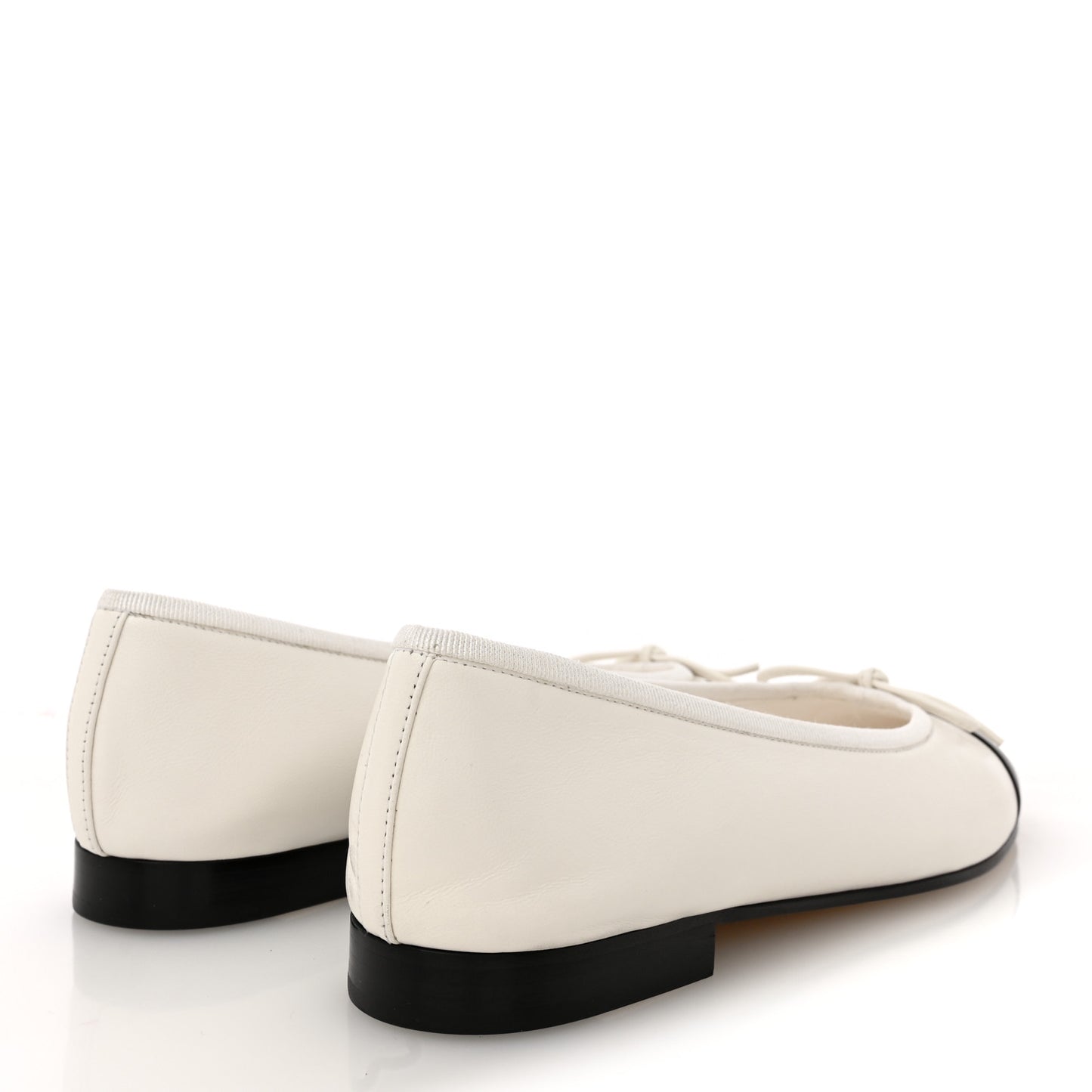 Lambskin Cap Toe CC Ballerina Flats 37 White Black