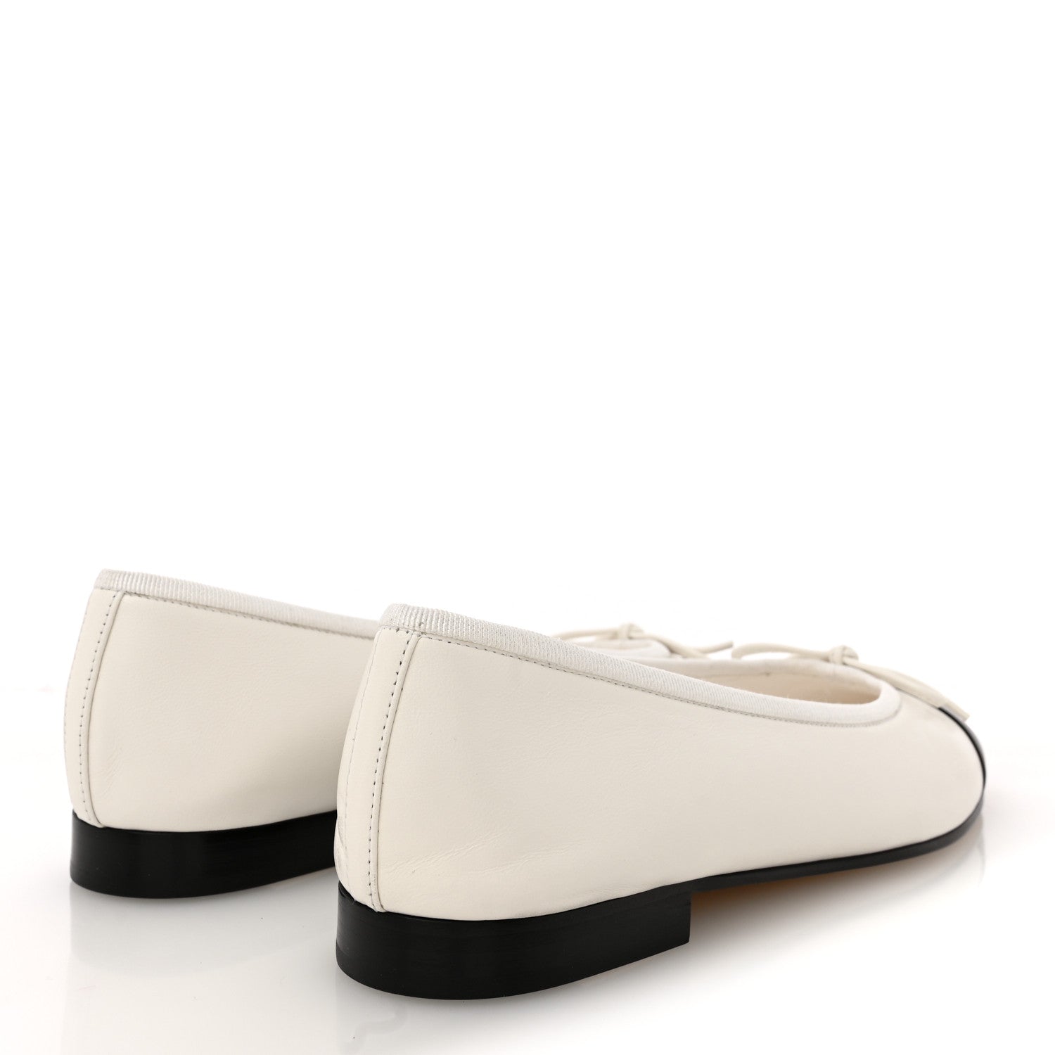 Chanel Lambskin Cap Toe CC Ballerina Flats 37 White Black 5 of 10