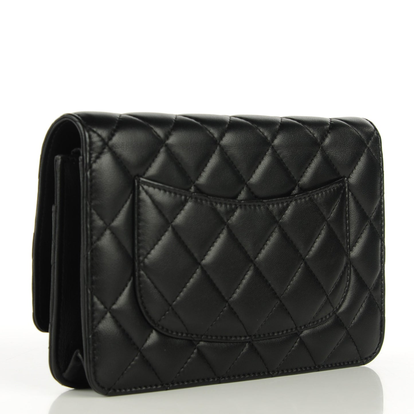 Lambskin Quilted Wallet On Chain WOC Black