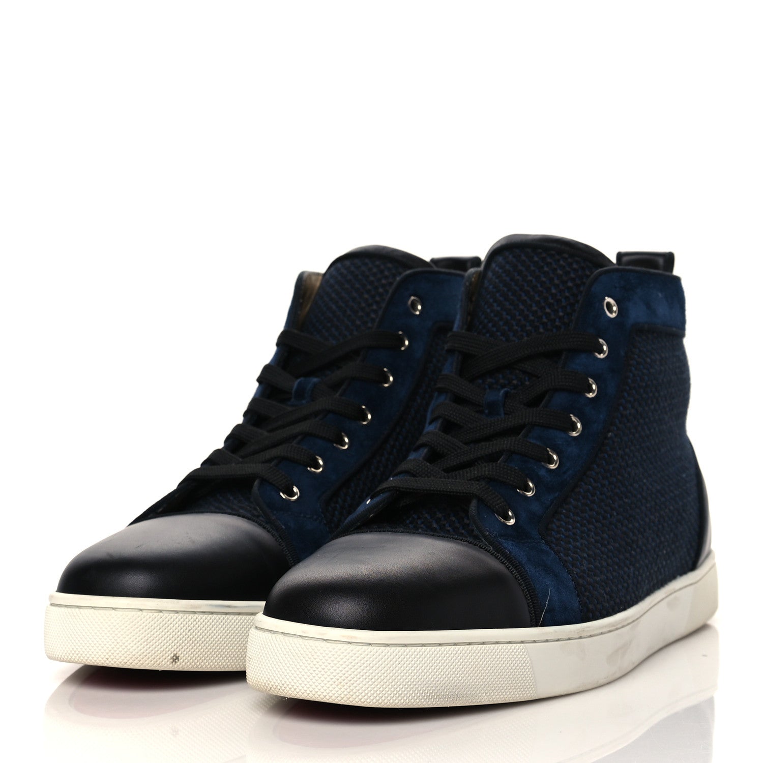 Christian Louboutin Calfskin Suede Mens Lou Flat Sneakers 45 Navy 3 of 10