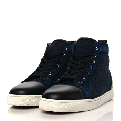 Christian Louboutin Calfskin Suede Mens Lou Flat Sneakers 45 Navy 3 of 10