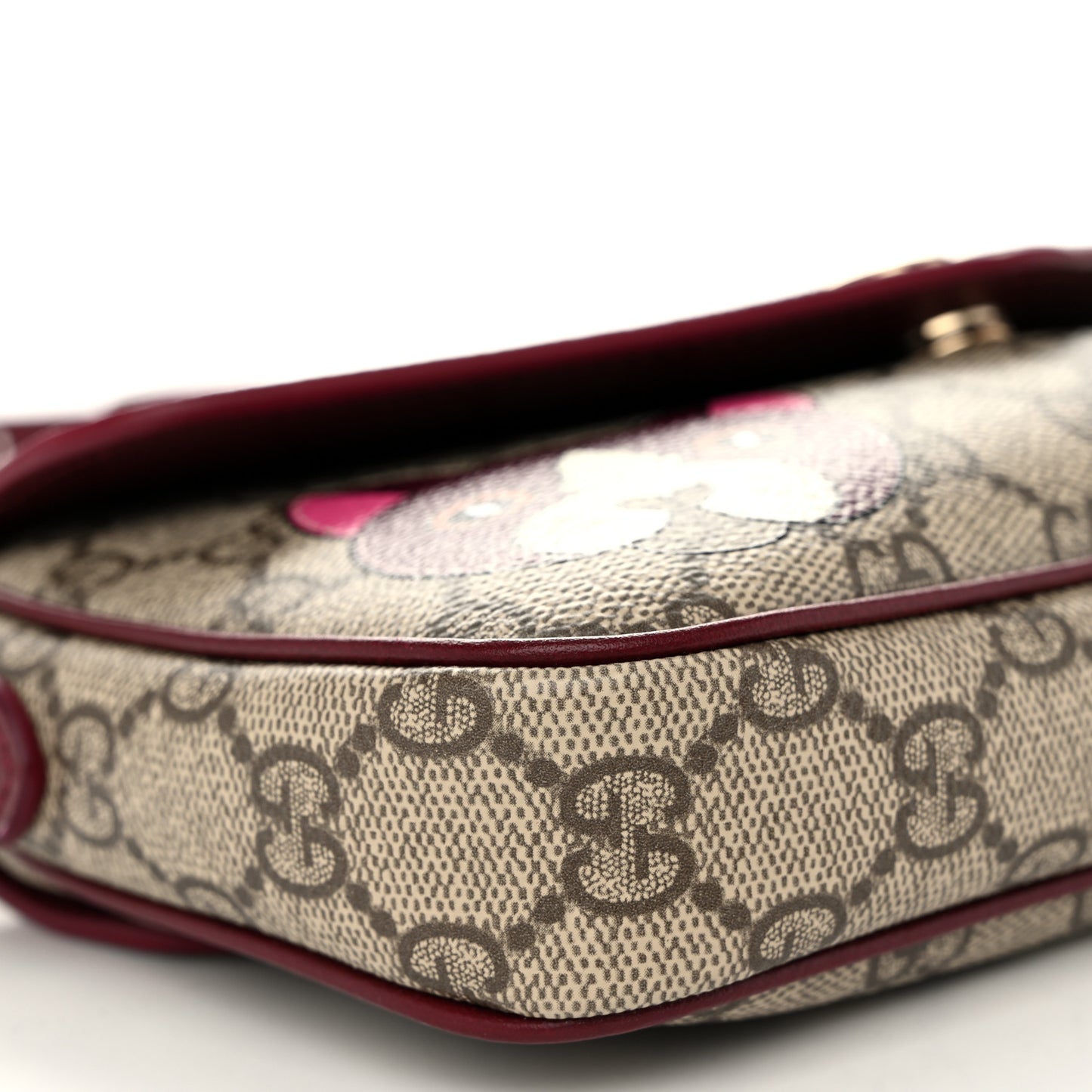 GG Supreme Monogram Cat Print Mini Shoulder Bag Beige Ebony Rosso Ancora