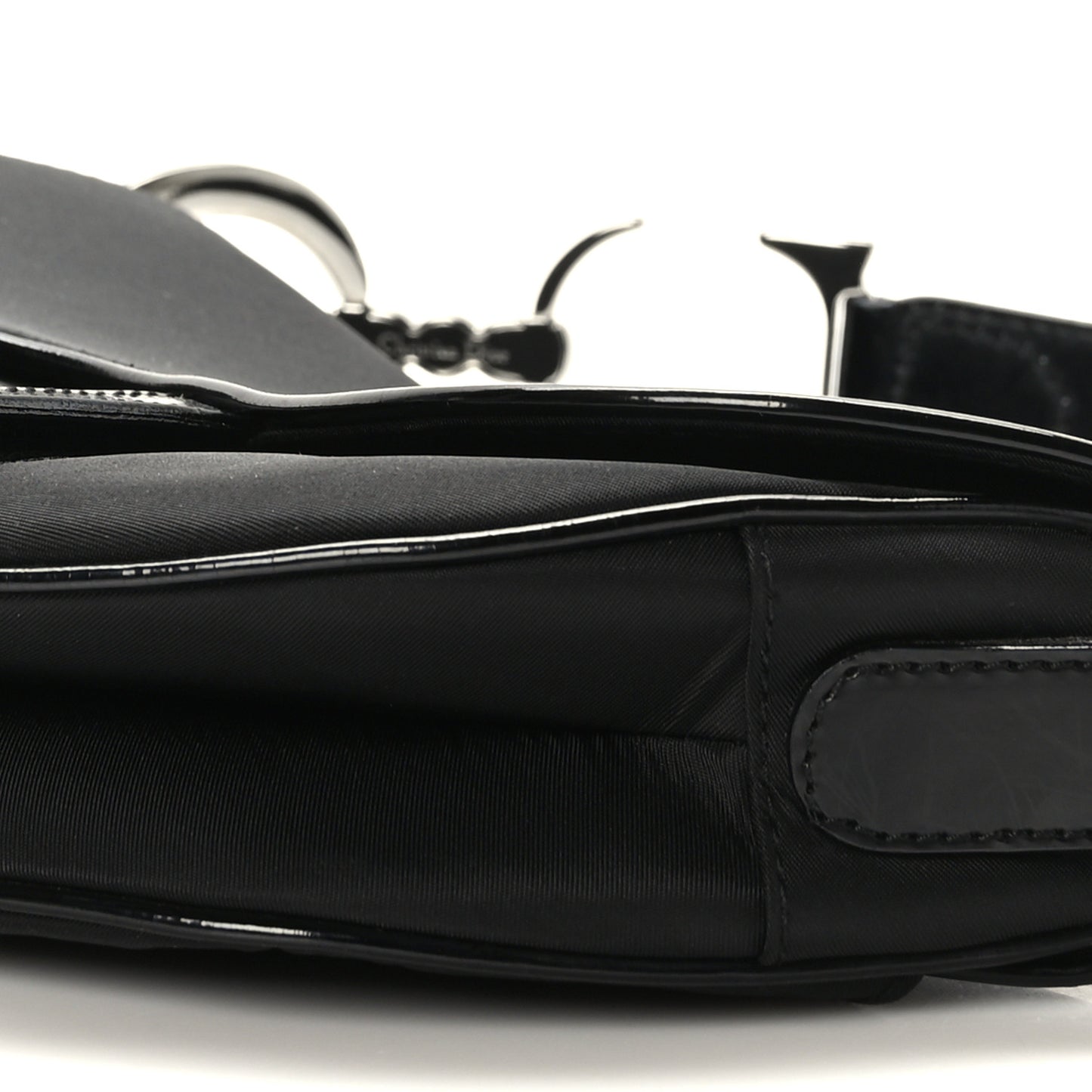Canvas Patent Calfskin Saddle Bag Black
